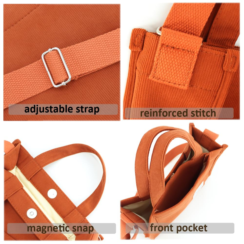 Wholesale Ladies Corduroy Zipper Shoulder Bag Small Casual Tote Bag Retro Shopping Bag