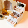 Large-capacity 3 Layers Portable Jewelry Box Ring Earrings Earrings Home PU Leather Jewelry Box with Makeup Mirror 