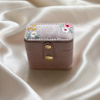 Embroidery Flowers Ring Storage Case Square Velvet Small Jewelry Box Ring Box Custom Mini Travel Organizer Jewelry Box