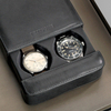 Luxury Double Slot Soft Pebble Grain Leather Sliding Top Drawer Watch Travel Storage Box with Custom Logo