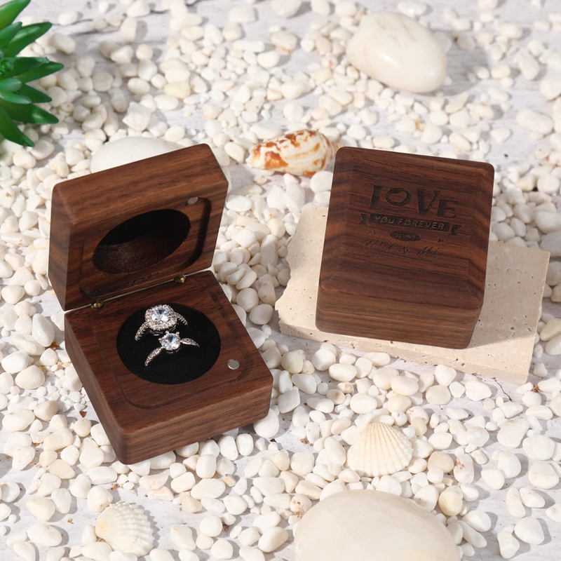 Solid Wood Square Jewelry Box Retro Wooden Necklace Earrings Ring Exquisite Portable Packaging Storage Box