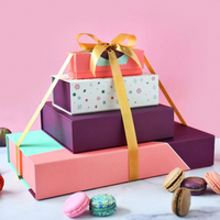 12 Pcs Macaron Pastry Colorful Birthday Gift Box Custom Printing Logo Food Ramadan Dessert Chocolate Packaging Box with Ribbon