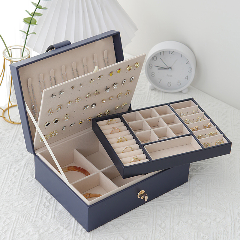 Rings Earrings Necklaces Box Organizer Portable Jewelry Storage Case PU Leather Small Travel Jewelry Boxes