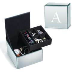 Hot Selling 2 Layer Glass Mirrored Jewelry Organizer Storage Box Velvet Insert Watches Cufflinks Jewelry Packaging Box