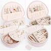 Mini Portable Organizer Travel Case Pink PU Leather Necklace Earring Rings Jewelry Organizer Holder Storage Box with Zipper 