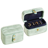 Blue Velvet Mini Travel Ring Box Includes Ring Rolls inside Custom Flowers Embroidery Logo Earrings Jewelry Boxes Packaging