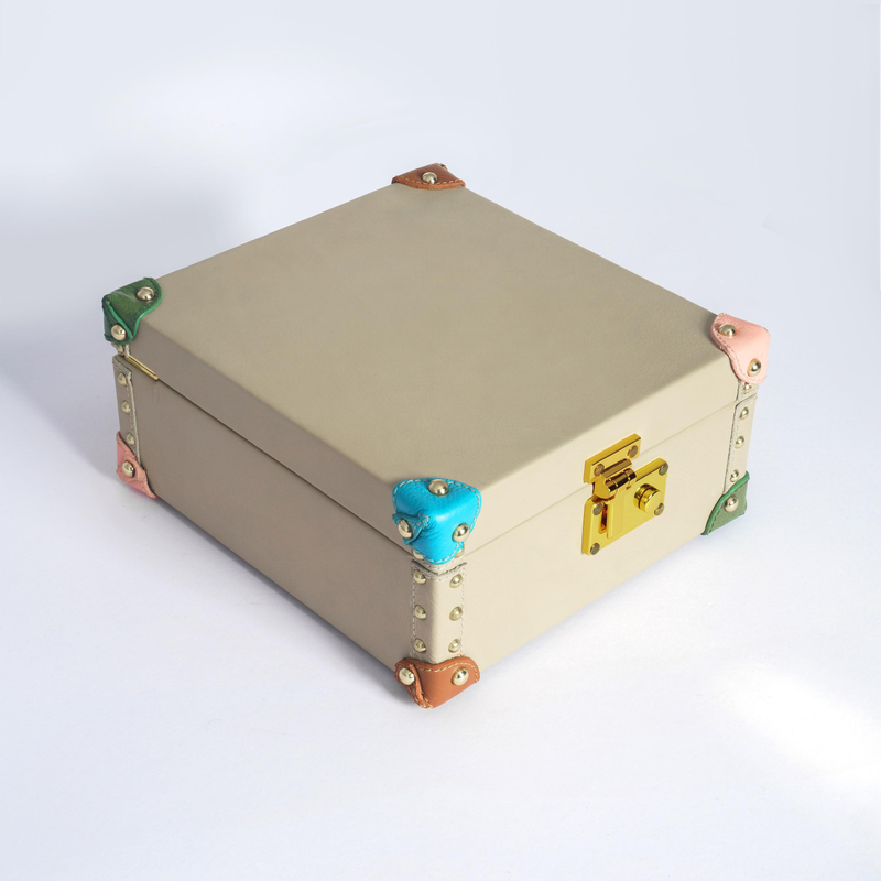 Luxury Leather Colorful Watch Box with Hardware Custom Square Shape Internal Suede Watch Storage Trunk Ladies Watch Set Display