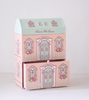 Pink Double Paper Slide Drawer Storage Box Flip Watch Jewelry Packaging House Shaped Gift Box with Flower Ribbon Decorative