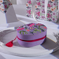 Purple Velvet Embroidery Jewelry Storage Gift Box