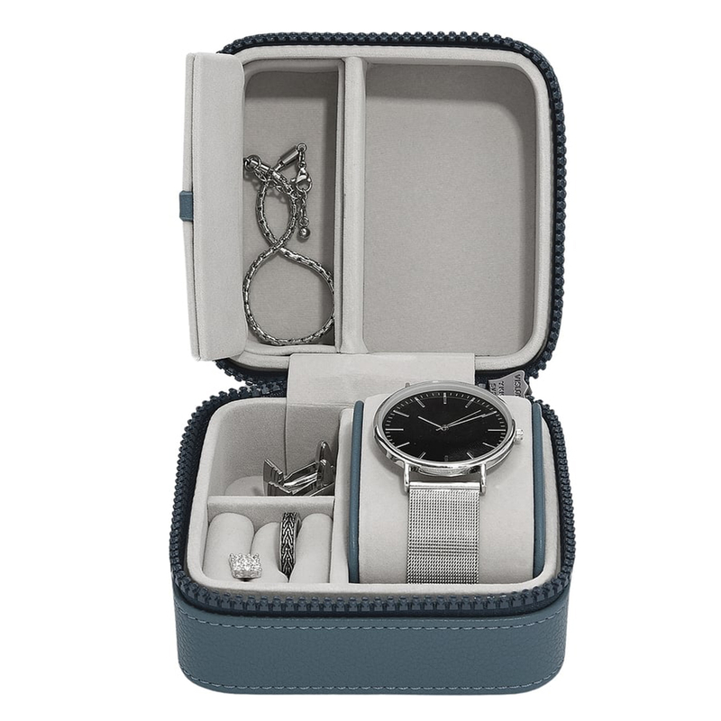 Custom Orange Pu Leather Jewelry Gift Box Organizer Small Portable Travel Zipper Watch And Jewelry Packaging Case Box with Logo