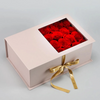 Square Folding Paper Rose Flower Jewelry Packaging Box with Clear Window