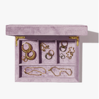 Custom Purple Velvet Bracelet Earring Box Lined Soft Lavender Necklace Ring Set Box with Logo