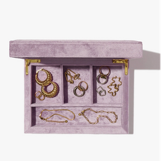 Custom Purple Velvet Bracelet Earring Box Lined Soft Lavender Necklace Ring Set Box with Logo