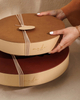 Handmade Leather Ramadan Gift Box Empty Food Chocolate Candy Packaging Display Box Round Double Layer Chocolate Bar Storage Box