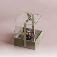 Velvet Bow Ribbon Perfume Gift Box with Acrylic Lid