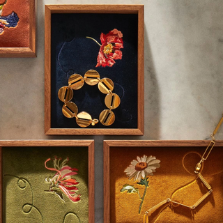 Custom Velvet Embroidered Floral Motif Wooden Jewelry Display Tray