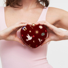 Red Velvet Embroidered Heart Shaped Jewellery Box