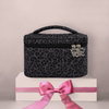 Black Leopard Large Makeup Bag Interior Zipper Pouch Polyester Custom Travel Portable Cosmetic Brushes Skincare Wash Organizer 