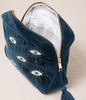 Blue Velvet Wash Bag Custom Travel Makeup Zipper Bag for SkinCare Storage Organizer Professional Cosmetic Embroidery Tote Bag