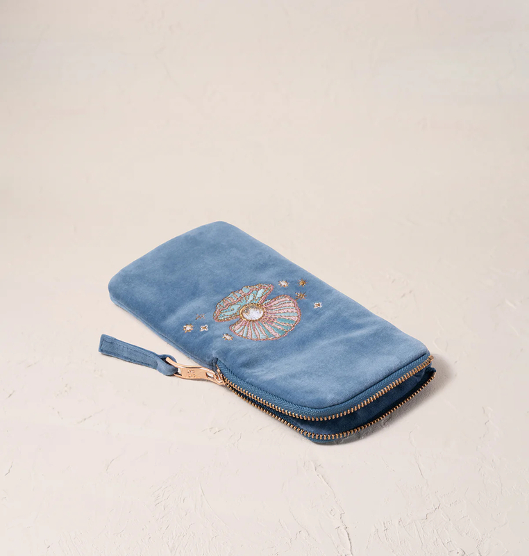 Small Velvet Zip Lock Bag Portable Multipurpose Travel Storage Bag Set Pearl Seashell Embroidery Velvet Dust Eyeglass Box Bags