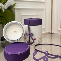 Luxury Small Flower Patterned Candle Jar Box Pu Leather Packaging Scented Candle Set Boxes Giveaways Gift Box for Candles