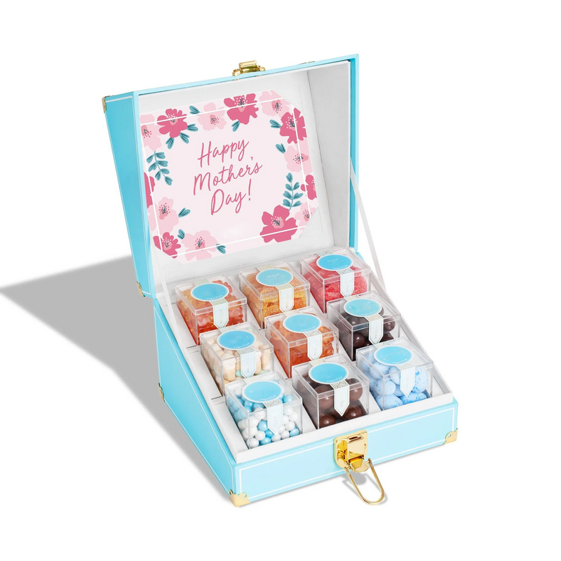 Portable Cardboard Birthday Candy Boxes 9 Small Square Acrylic Bonbons Suitcase Box Flip Paper Child Christmas Chocolate Box