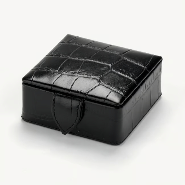 Custom Logo Empty Leather Cufflinks Jewelry Watch Box Luxury Watch Organizer Box Jewelry Cufflinks Box with Snap Packaging