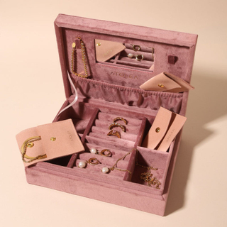 Pink Jewelry Earring Display Envelope Pouch Packaging with Mirror