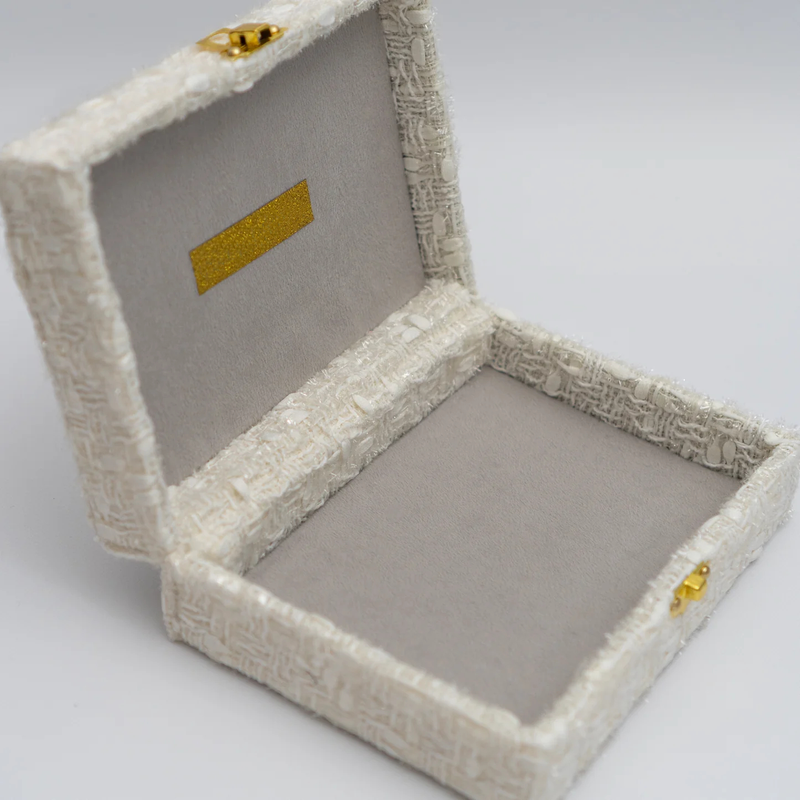 Custom Glasses Box Hair Accessories Box Lilac Soft Tweed Fabric Quilting Sunglasses Decoration Packaging Box with Logo
