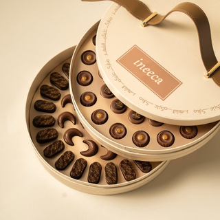 Double Layer Round Chocolate Handle Box