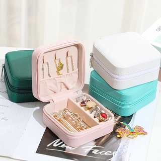 Luxury PU Leather Storage Earrings Necklace Ring Jewelry Display Box