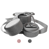 Custom Logo Gray Round Velvet Ring Box with Ribbon,Wedding Jewelry Ring Boxes