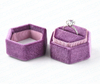 Custom Logo Radiant Orchid Hexagon Velvet Ring Boxes/ Hexagonal Suede Ring Box