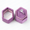 Luxury hexagon shape double slots velvet wedding ring display box