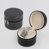 Unique Pu Leather Storage Travel Watch Case Box Luxury Black Leather Watch Roll Packaging Box with Pillow Insert Custom Logo