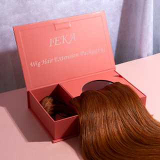 Custom Logo Premium Pink Cardboard Paper Wig Hair Extension Magnetic Gift Packaging Box With Ribbon Closure Satin Insert