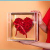Custom Acrylic Heart-shaped Immortal Rose Flower Display Box Square Transparent Flower Arrangement Box Valentine's Day