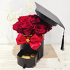 New Arrival Paper Graduation Cap Shaped Flower Bouquet Gift Packaging Box with Tassels And Drawer Wholesale