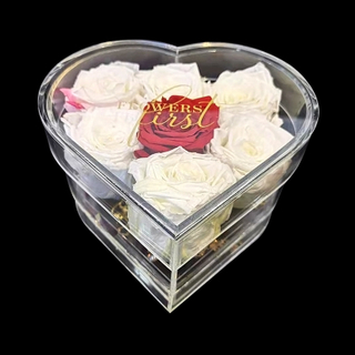 Customized Valentine's Day Transparent Acrylic Heart-shaped Flower Necklace Jewelry Package Gift Box with Drawer