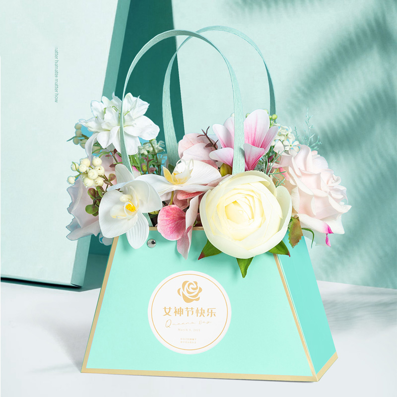 New Arrival Custom Design Hand Held Folding Paper Floral Flower Arrangement Packaging Carrier Bag Wholesale