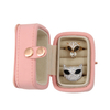 Luxury Mini Pink PU Leather Wedding Ring Earring Zipper Travel Small Jewelry Gift Packaging Box Wholesale
