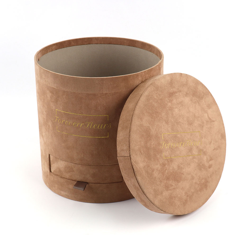 New Arrival Velvet Two Layer Round Cylinder Flower Chocolate Macaron Paper Packaging Box with Drawer for Valentines Day