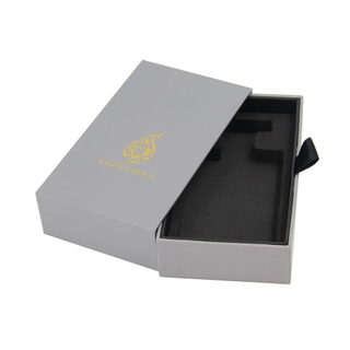Luxury Custom Gold Logo Paper Cardboard Grey Perfume Bottle Cosmetic Gift Packaging Box with Foam Insert