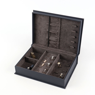 New Style Black Kraft Paper Book Shape Ring Earring Bracelet Necklace Jewelry Set Gift Storage Packaging Box with Logo