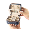 New Arrival PU Leather Portable Travel Mini Jewelry Box Leather Ring Earring Necklace Organizer Storage Gift Box Girls Women