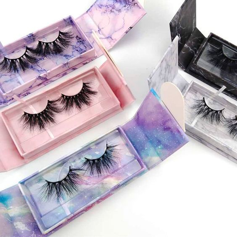 New Design Black And White Marble Printing Paper Magnetic Closure Empty Eyelash Packaging Box for Luxury Eyelash Custom Logo