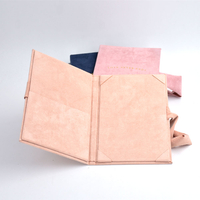 High Quality Elegant Ribbon Closure Velvet Wedding Invitation Gift Packaging Box Wholesale