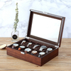 Custom Logo Wooden Velvet Jewelry Display Case Magnetic Creative Wood 24 Slots Watch Storage Box with Clear Window Metal Lock