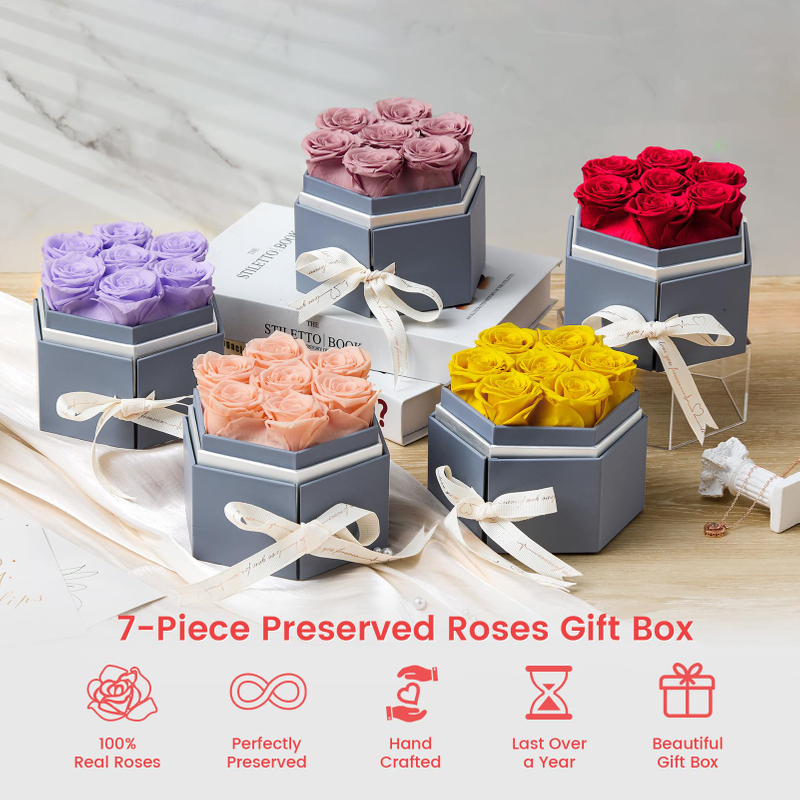 Luxury Custom Rotated Two-Tier Hexagon Flower Box With Lid For Wedding Jewelry Lip Gloss Packaging Gift Box