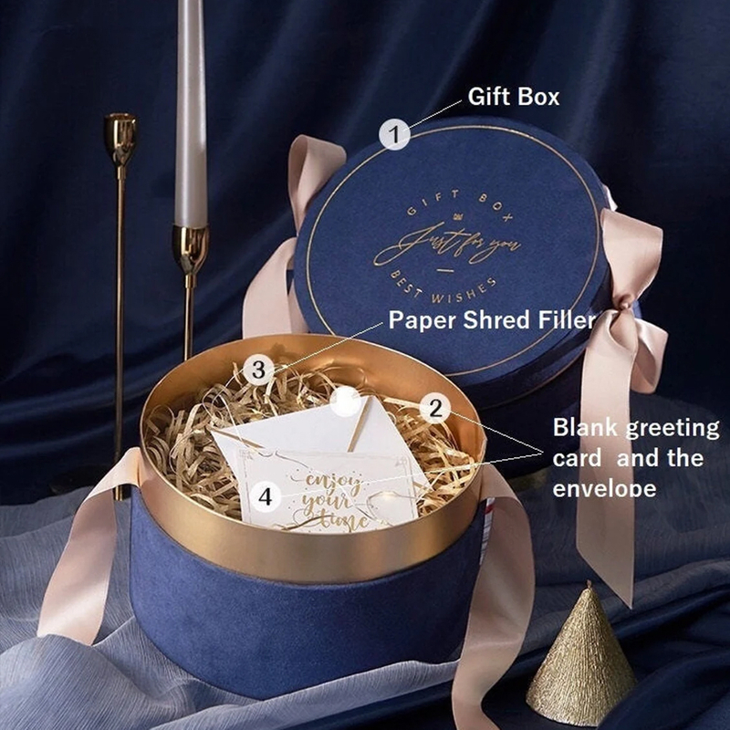 Custom Round Velvet Gift Box Set Packaging Luxury Large Gift Box Packaging with Ribbon Custom Round Velvet Packaging Gift Box